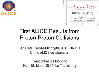 First ALICE Results from Proton-Proton Collisions