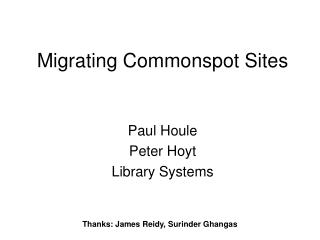 Migrating Commonspot Sites