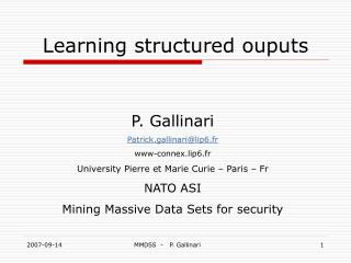 Learning structured ouputs