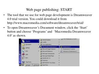 Web page publishing: START