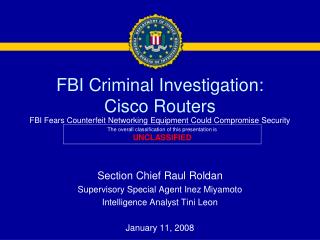 FBI Criminal Investigation: Cisco Routers