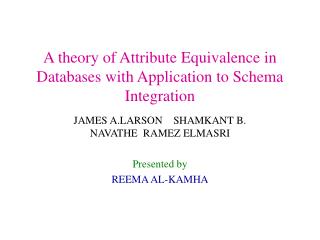 A theory of Attribute Equivalence in Databases with Application to Schema Integration