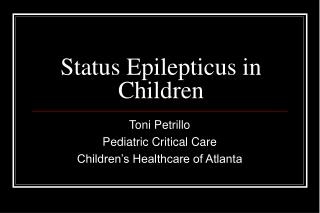 Status Epilepticus in Children