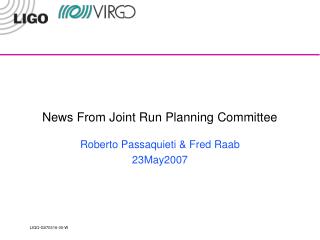 News From Joint Run Planning Committee