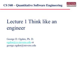 CS 540 – Quantitative Software Engineering