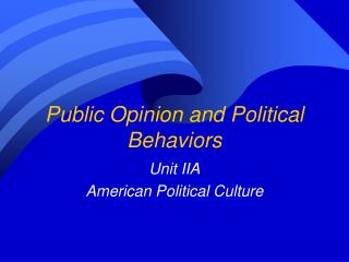 Public Opinion and Political Behaviors