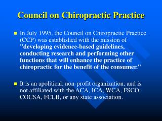 Council on Chiropractic Practice