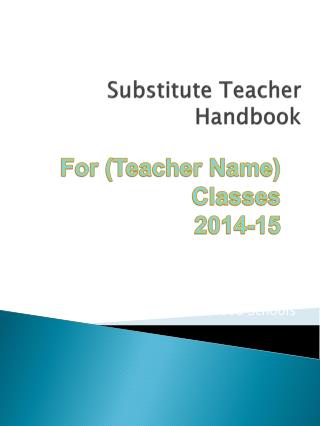 Substitute Teacher Handbook