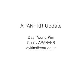 APAN-KR Update