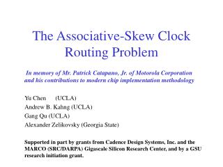 The Associative-Skew Clock Routing Problem