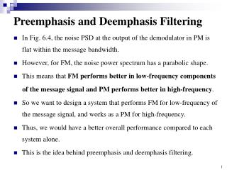 Preemphasis and Deemphasis Filtering