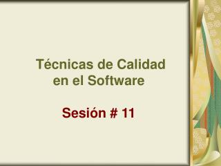 Técnicas de Calidad en el Software Sesión # 11