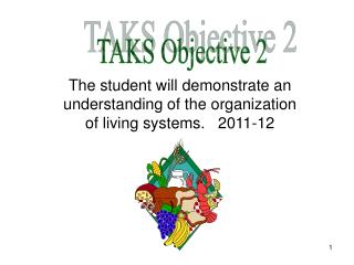 The student will demonstrate an understanding of the organization of living systems. 2011-12