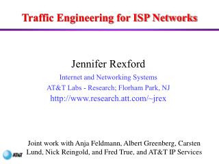 Traffic Engineering for ISP Networks