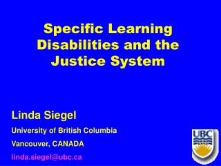 Specific Learning Disabilities and the Justice System