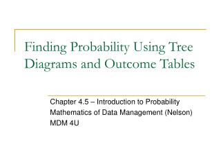 Finding Probability Using Tree Diagrams and Outcome Tables