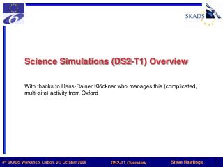 Science Simulations (DS2-T1) Overview