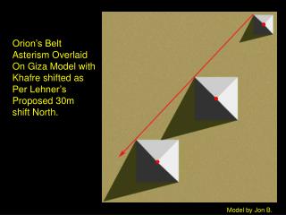 Orion’s Belt Asterism Overlaid On Giza Model with Khafre shifted as Per Lehner’s Proposed 30m