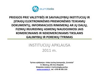 INSTITUCIJŲ APKLAUSA 2011 m.