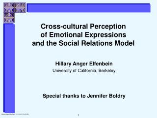 Cross-cultural Perception of Emotional Expressions and the Social Relations Model