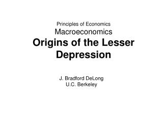 Principles of Economics Macroeconomics Origins of the Lesser Depression