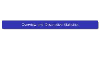 Overview and Descriptive Statistics