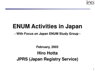 ENUM Activities in Japan