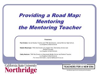 Providing a Road Map: Mentoring the Mentoring Teacher