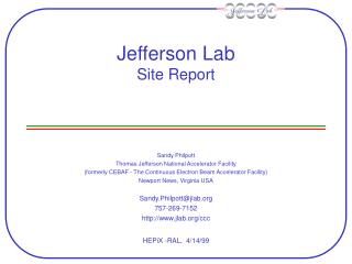 Jefferson Lab Site Report