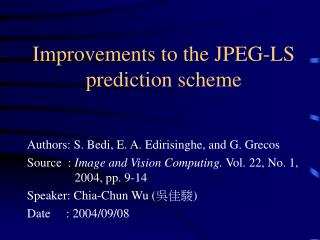 Improvements to the JPEG-LS prediction scheme