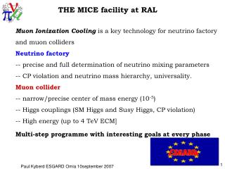 THE MICE facility at RAL