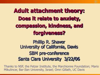 Adult attachment theory: Does it relate to anxiety, compassion, kindness, and forgiveness?