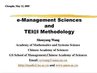 e-Management Sciences and TEI@I Methodology