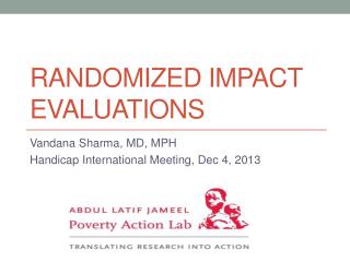 Randomized Impact evaluations