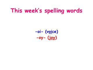 This week’s spelling words