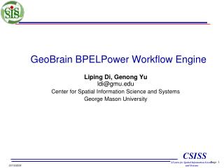 GeoBrain BPELPower Workflow Engine