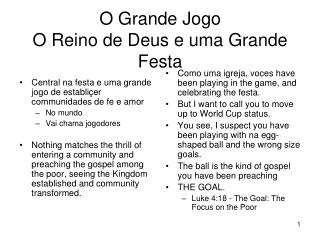 O Grande Jogo O Reino de Deus e uma Grande Festa