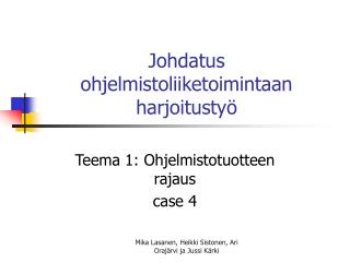 Johdatus ohjelmistoliiketoimintaan harjoitustyö