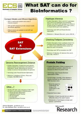 What SAT can do for BioInformatics ?