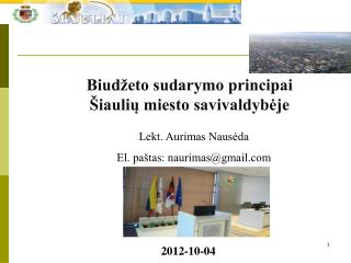 Biudžeto sudarymo principai Šiaulių miesto savivaldybėje