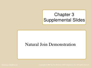 Chapter 3 Supplemental Slides