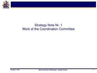 Strategy Note Nr. 1 Work of the Coordination Committee