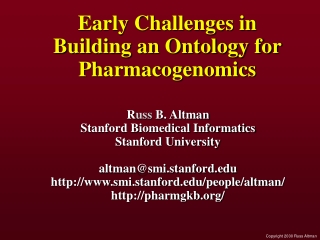 Early Challenges in Building an Ontology for Pharmacogenomics