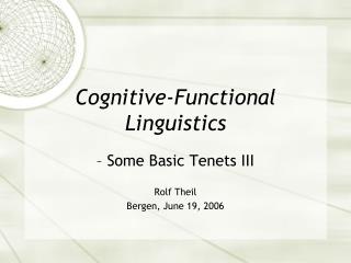 Cognitive-Functional Linguistics