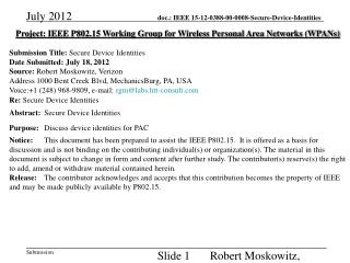 Project: IEEE P802.15 Working Group for Wireless Personal Area Networks (WPANs)