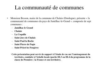 La communauté de communes