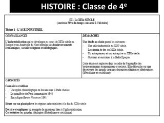 HISTOIRE : Classe de 4 e