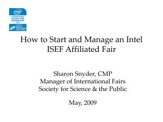 How to Start and Manage an Intel ISEF Affiliated Fair