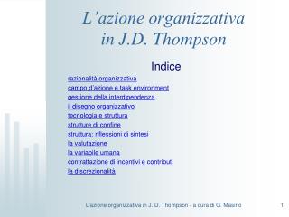 L’azione organizzativa in J.D. Thompson