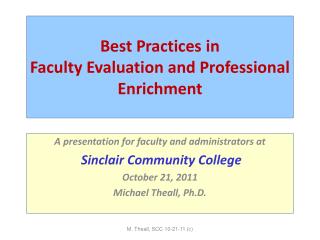 Best Practices in Faculty Evaluation and Professional Enrichment